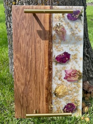 Custom pressed flower cheese board