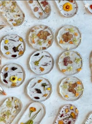 Assorted pressed flower coasters